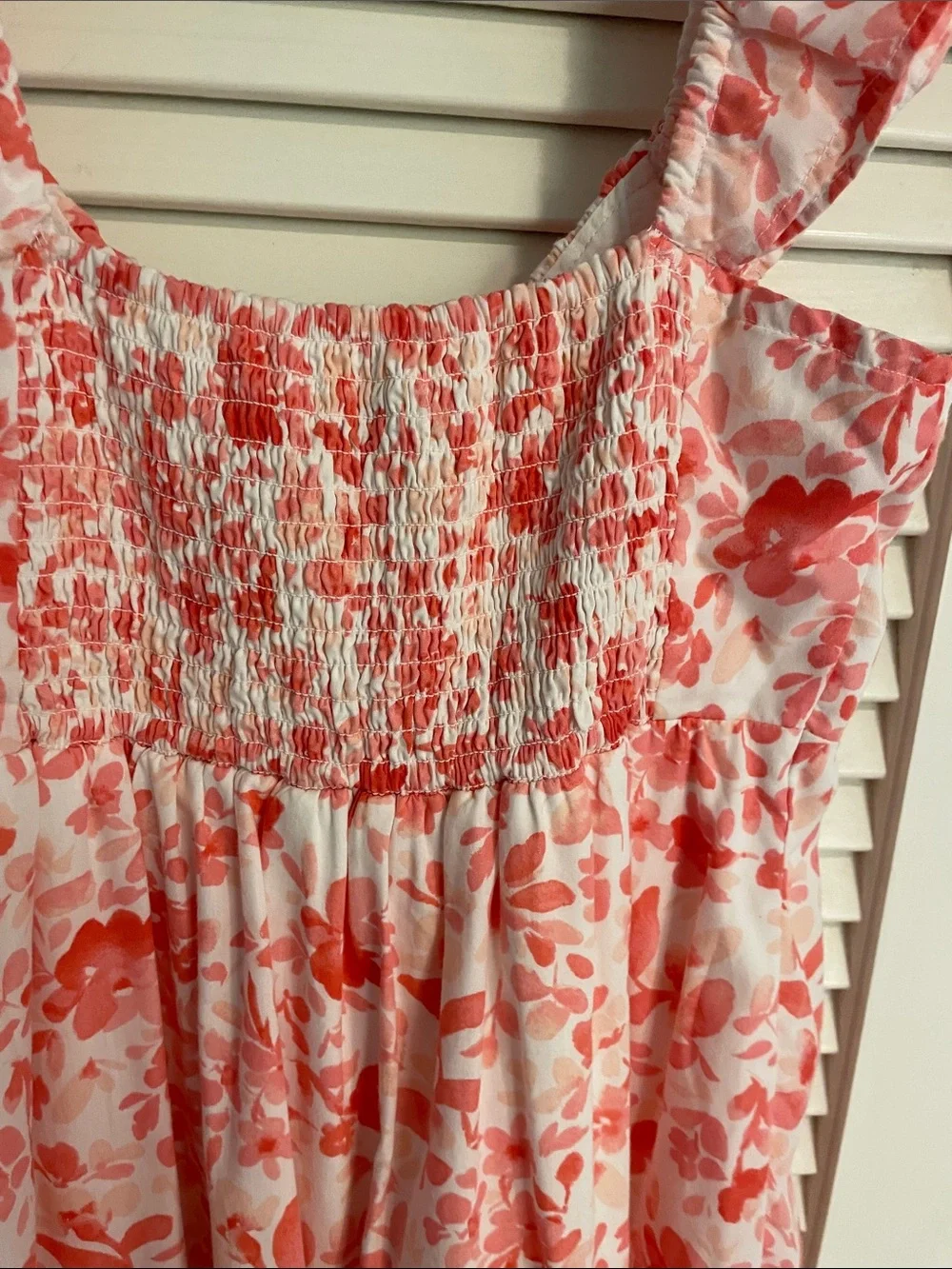 Abercrombie & Fitch Coral and White Floral Tiered Maxi Dress